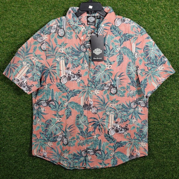 Harley Davidson Reyn Spooner 2XL Button Up Shirt Motorcycle Surfboard NWT - Picture 1 of 5